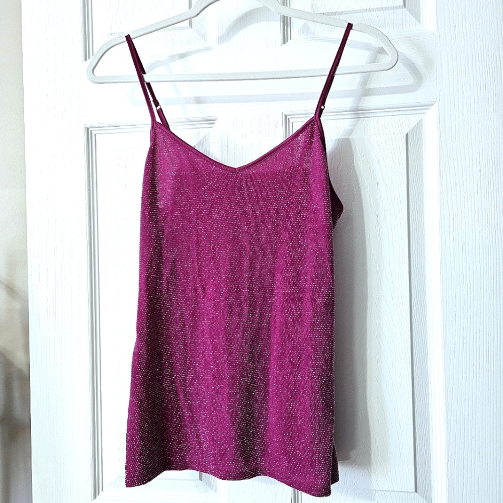 Express Metallic V-Neck Cami Tank Top - Size M - Picture 3 of 10